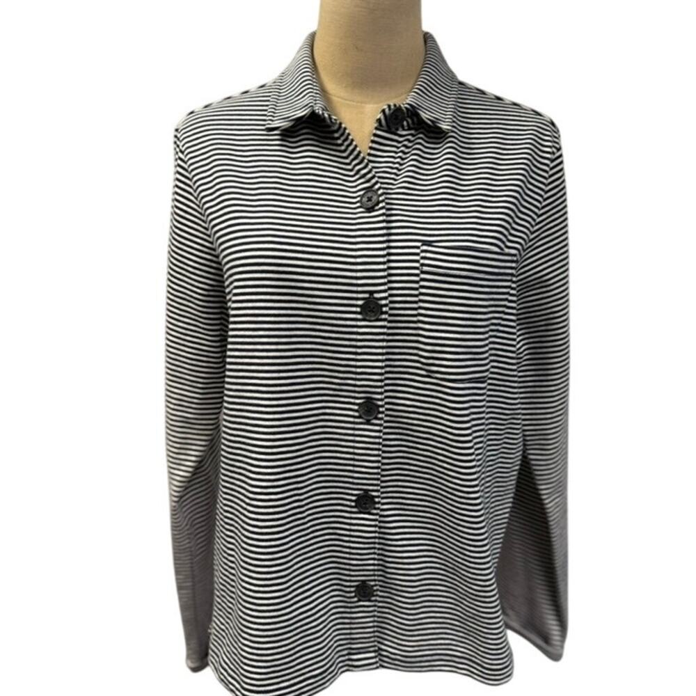 "Fat Face" Women's Button Up Cardigan Navy Striped SZ 6 Nautical Beachy Vacation
